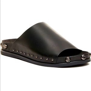 Kelsi dagger squish studded black leather slides